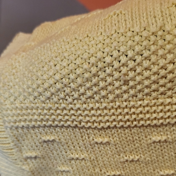 Vintage Cuddle Knit Butter Yellow Short Sleeve Sweater 100% Cotton Size M/L - Picture 4 of 6